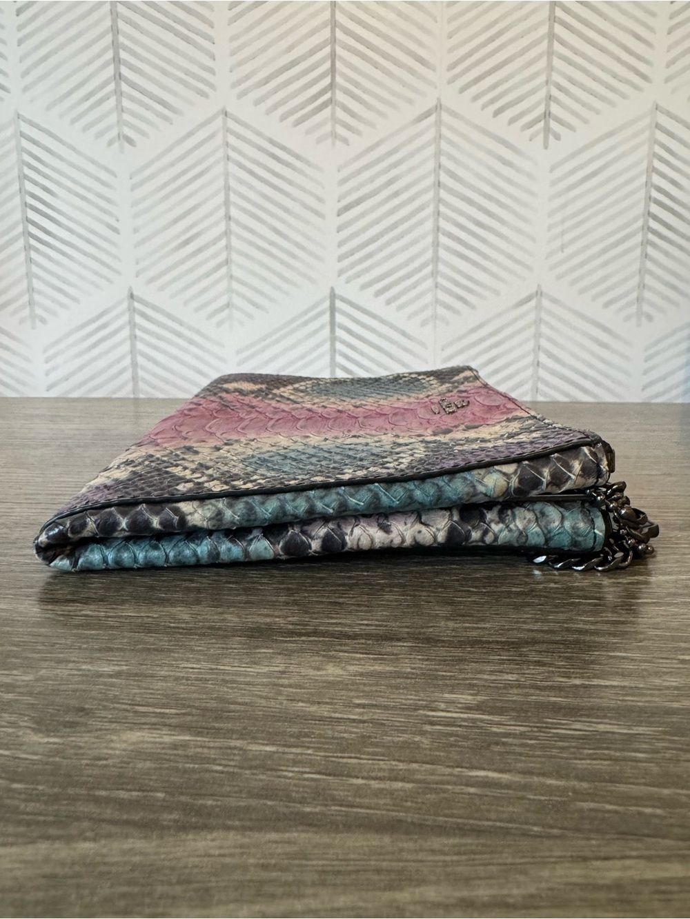 Coach Embossed Python Double-Zip Multicolor Crossbody Bag - Picture 7 of 8